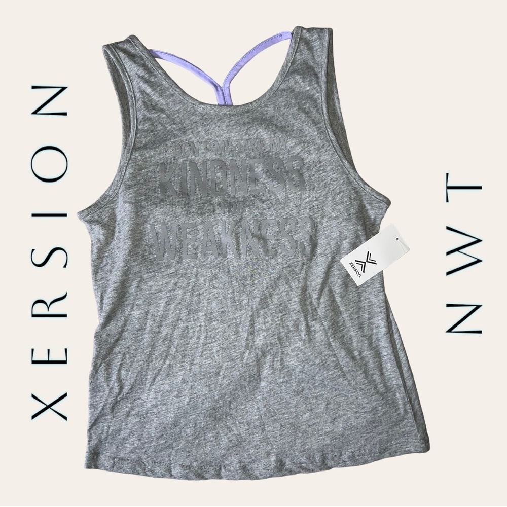 GIRL’S NWT XERSION TANK TOP WITH BUILT IN BRA SIZE LARGE (14) GRAY AND PURPLE